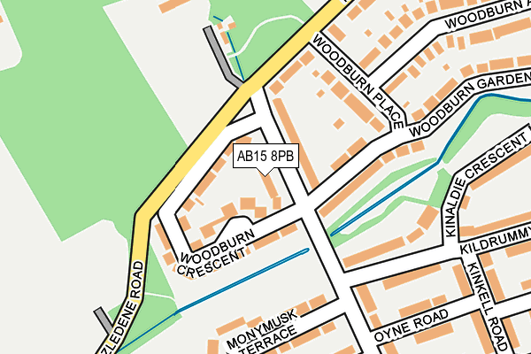 AB15 8PB map - OS OpenMap – Local (Ordnance Survey)