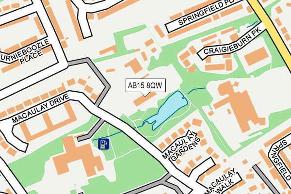 AB15 8QW map - OS OpenMap – Local (Ordnance Survey)