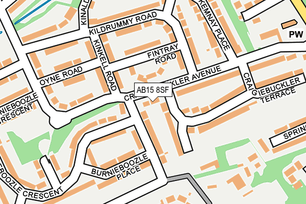 AB15 8SF map - OS OpenMap – Local (Ordnance Survey)