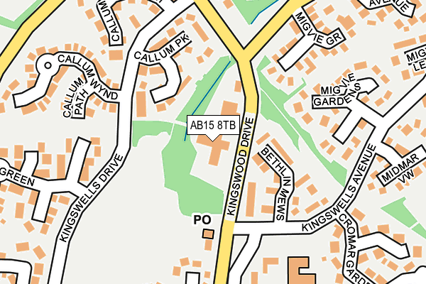 AB15 8TB map - OS OpenMap – Local (Ordnance Survey)