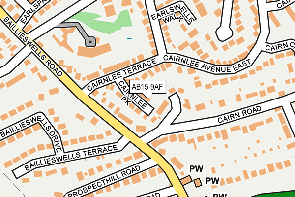 AB15 9AF map - OS OpenMap – Local (Ordnance Survey)