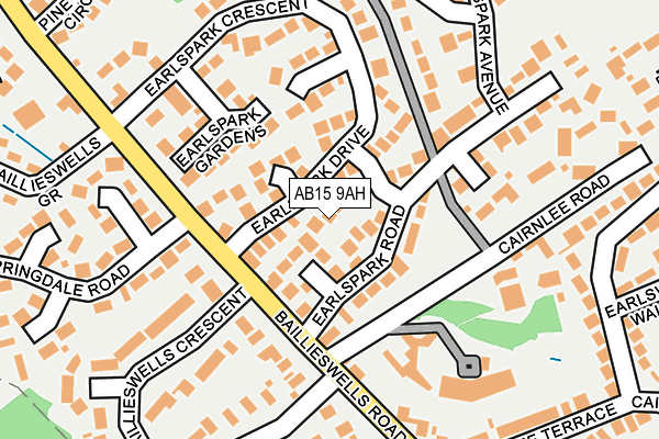 AB15 9AH map - OS OpenMap – Local (Ordnance Survey)