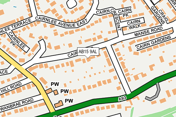 AB15 9AL map - OS OpenMap – Local (Ordnance Survey)