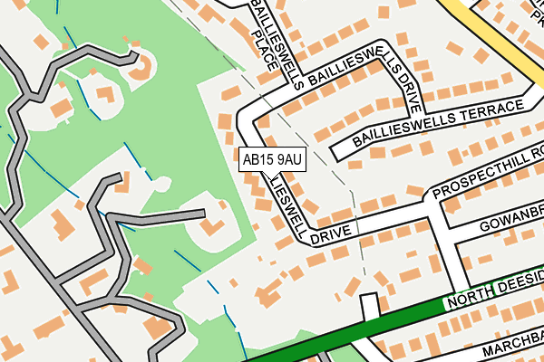 AB15 9AU map - OS OpenMap – Local (Ordnance Survey)