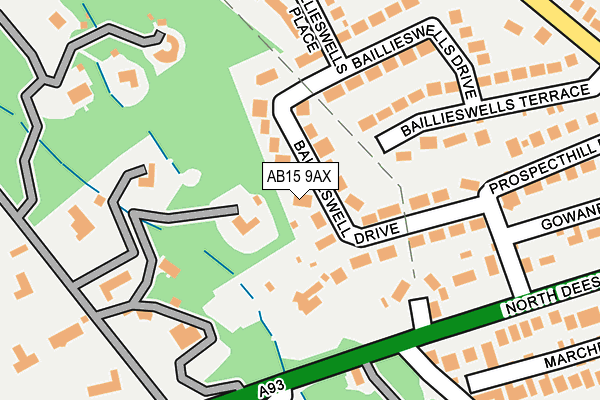 AB15 9AX map - OS OpenMap – Local (Ordnance Survey)