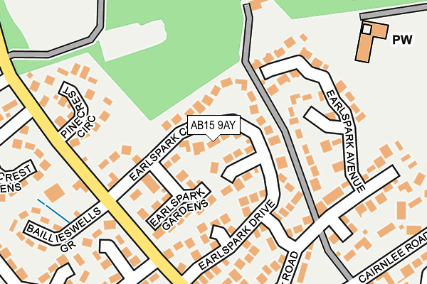 AB15 9AY map - OS OpenMap – Local (Ordnance Survey)