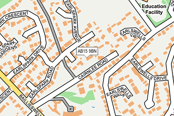 AB15 9BN map - OS OpenMap – Local (Ordnance Survey)
