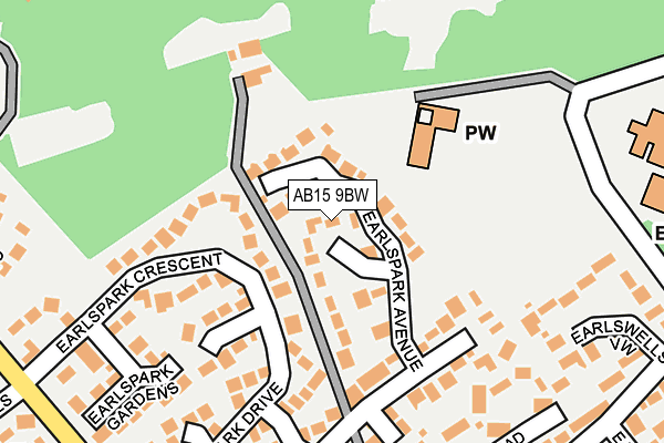 AB15 9BW map - OS OpenMap – Local (Ordnance Survey)