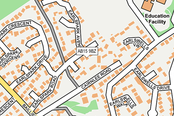 AB15 9BZ map - OS OpenMap – Local (Ordnance Survey)