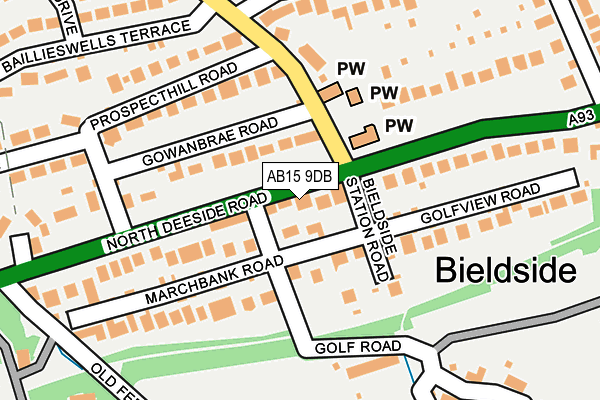 AB15 9DB map - OS OpenMap – Local (Ordnance Survey)