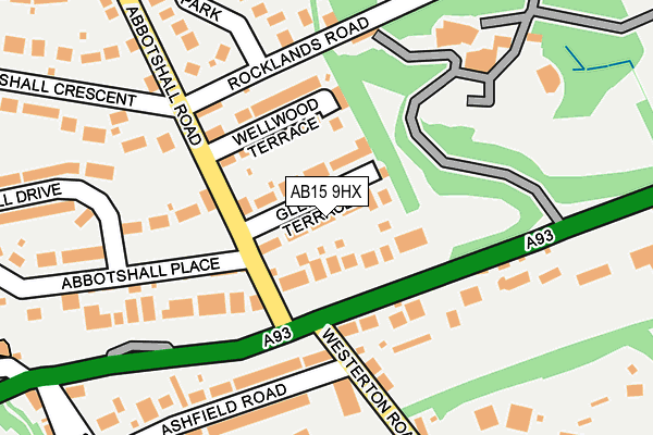 AB15 9HX map - OS OpenMap – Local (Ordnance Survey)