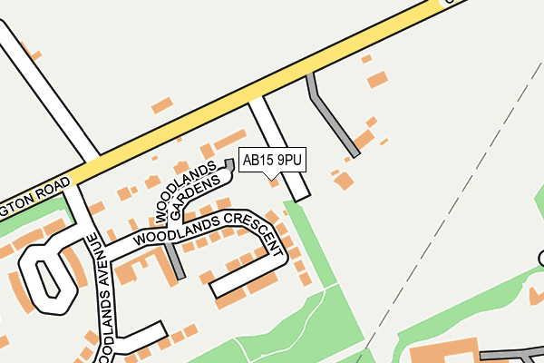 AB15 9PU map - OS OpenMap – Local (Ordnance Survey)