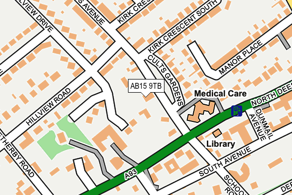 AB15 9TB map - OS OpenMap – Local (Ordnance Survey)
