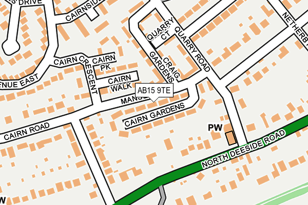 AB15 9TE map - OS OpenMap – Local (Ordnance Survey)