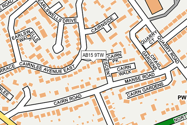 AB15 9TW map - OS OpenMap – Local (Ordnance Survey)