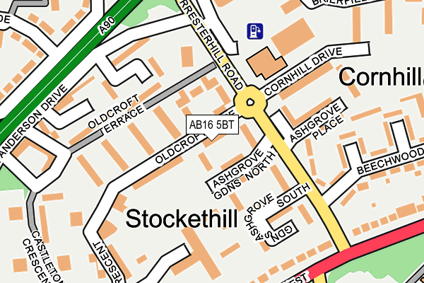 AB16 5BT map - OS OpenMap – Local (Ordnance Survey)