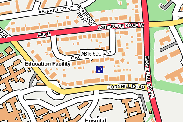 AB16 5DU map - OS OpenMap – Local (Ordnance Survey)