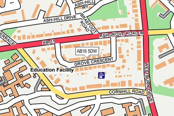 AB16 5DW map - OS OpenMap – Local (Ordnance Survey)
