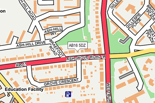 AB16 5DZ map - OS OpenMap – Local (Ordnance Survey)