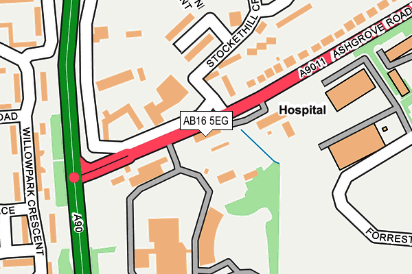 AB16 5EG map - OS OpenMap – Local (Ordnance Survey)