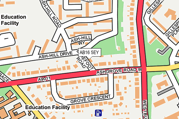 AB16 5EY map - OS OpenMap – Local (Ordnance Survey)