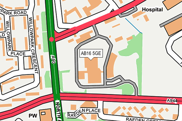 AB16 5GE map - OS OpenMap – Local (Ordnance Survey)