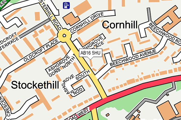 AB16 5HU map - OS OpenMap – Local (Ordnance Survey)