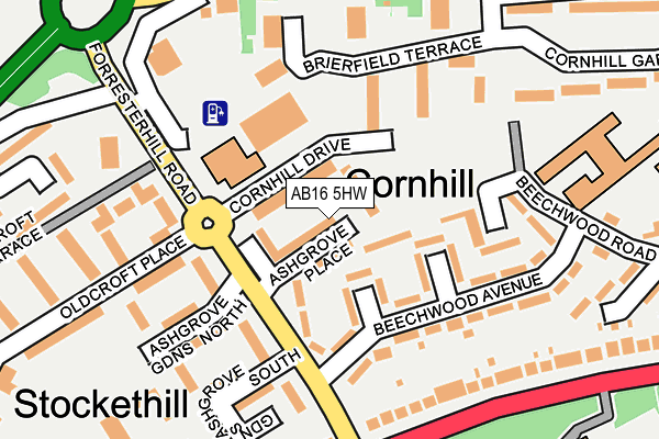 AB16 5HW map - OS OpenMap – Local (Ordnance Survey)