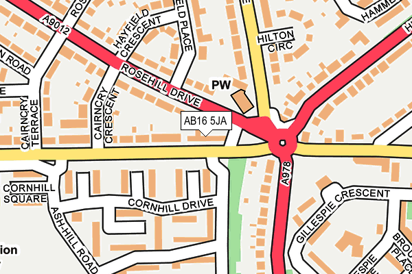 AB16 5JA map - OS OpenMap – Local (Ordnance Survey)