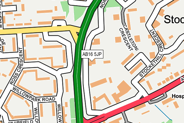 AB16 5JP map - OS OpenMap – Local (Ordnance Survey)