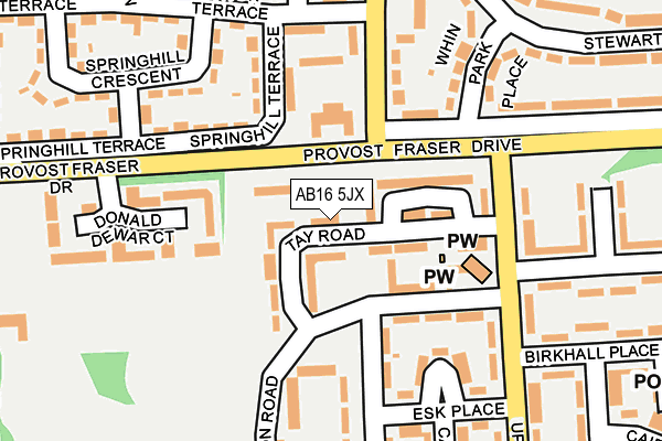 AB16 5JX map - OS OpenMap – Local (Ordnance Survey)