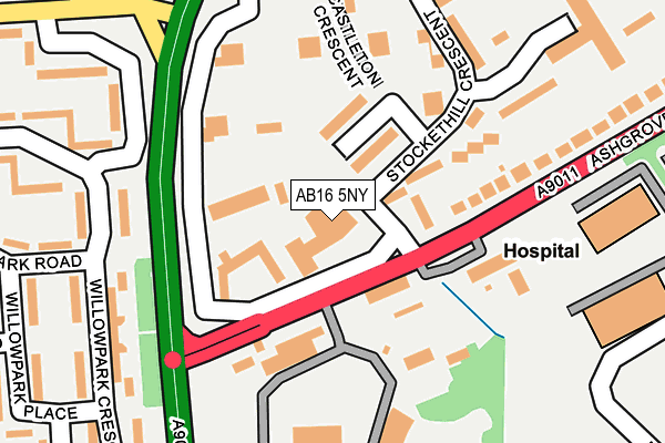 AB16 5NY map - OS OpenMap – Local (Ordnance Survey)