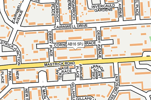 AB16 5PJ map - OS OpenMap – Local (Ordnance Survey)