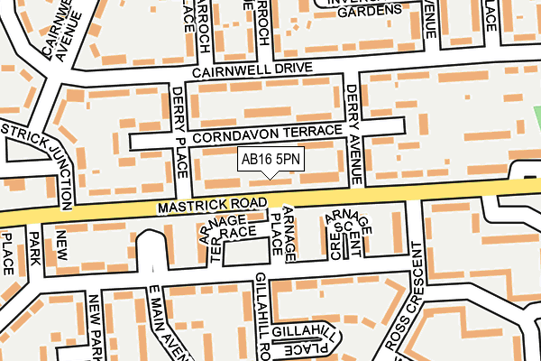 AB16 5PN map - OS OpenMap – Local (Ordnance Survey)