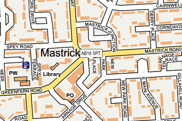 AB16 5PT map - OS OpenMap – Local (Ordnance Survey)