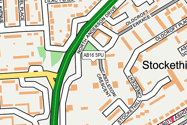 AB16 5PU map - OS OpenMap – Local (Ordnance Survey)