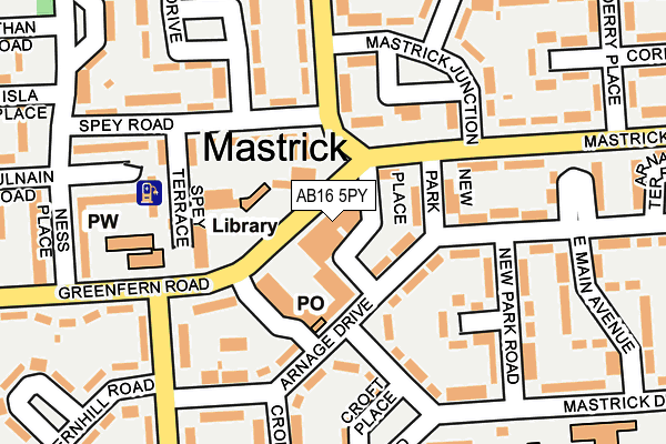 AB16 5PY map - OS OpenMap – Local (Ordnance Survey)