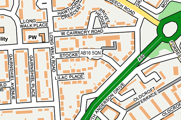 AB16 5QN map - OS OpenMap – Local (Ordnance Survey)