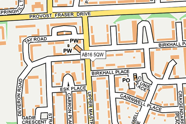 AB16 5QW map - OS OpenMap – Local (Ordnance Survey)
