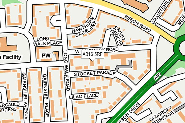 AB16 5RF map - OS OpenMap – Local (Ordnance Survey)