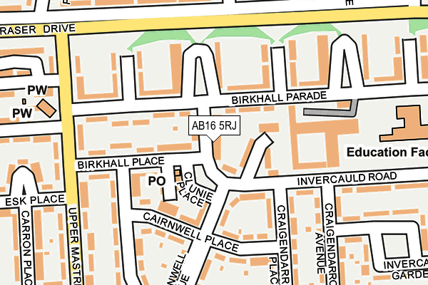 AB16 5RJ map - OS OpenMap – Local (Ordnance Survey)