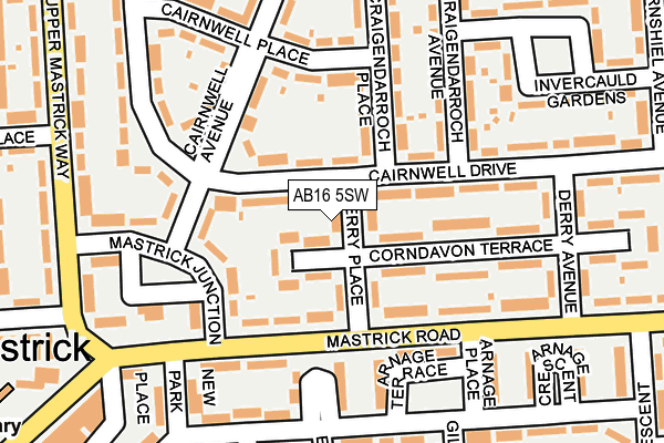 AB16 5SW map - OS OpenMap – Local (Ordnance Survey)