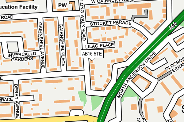 AB16 5TE map - OS OpenMap – Local (Ordnance Survey)