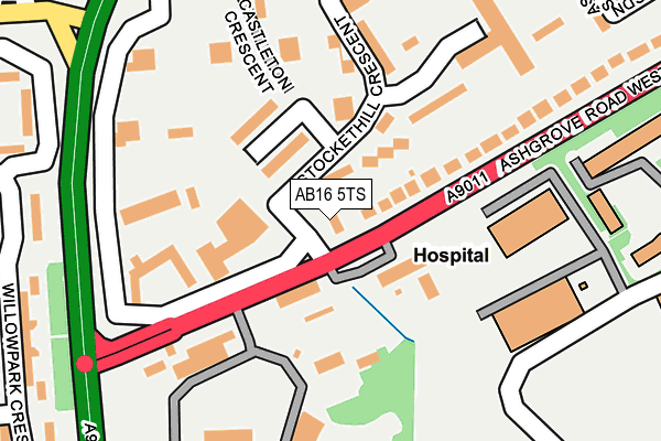 AB16 5TS map - OS OpenMap – Local (Ordnance Survey)