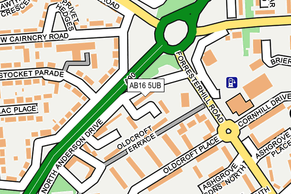 AB16 5UB map - OS OpenMap – Local (Ordnance Survey)
