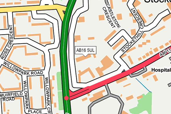 AB16 5UL map - OS OpenMap – Local (Ordnance Survey)