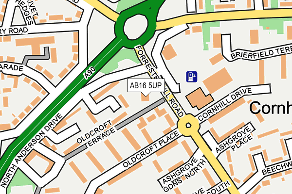 AB16 5UP map - OS OpenMap – Local (Ordnance Survey)