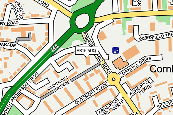 AB16 5UQ map - OS OpenMap – Local (Ordnance Survey)