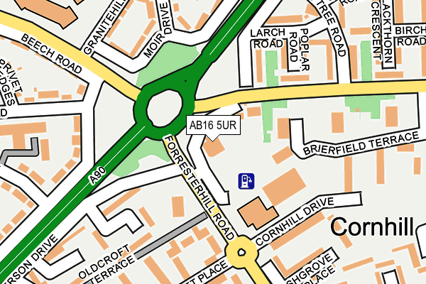 AB16 5UR map - OS OpenMap – Local (Ordnance Survey)