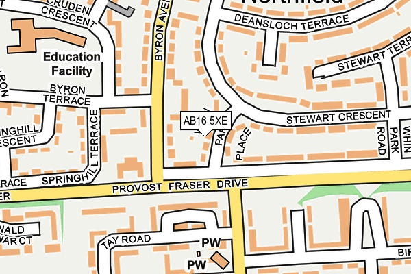 AB16 5XE map - OS OpenMap – Local (Ordnance Survey)